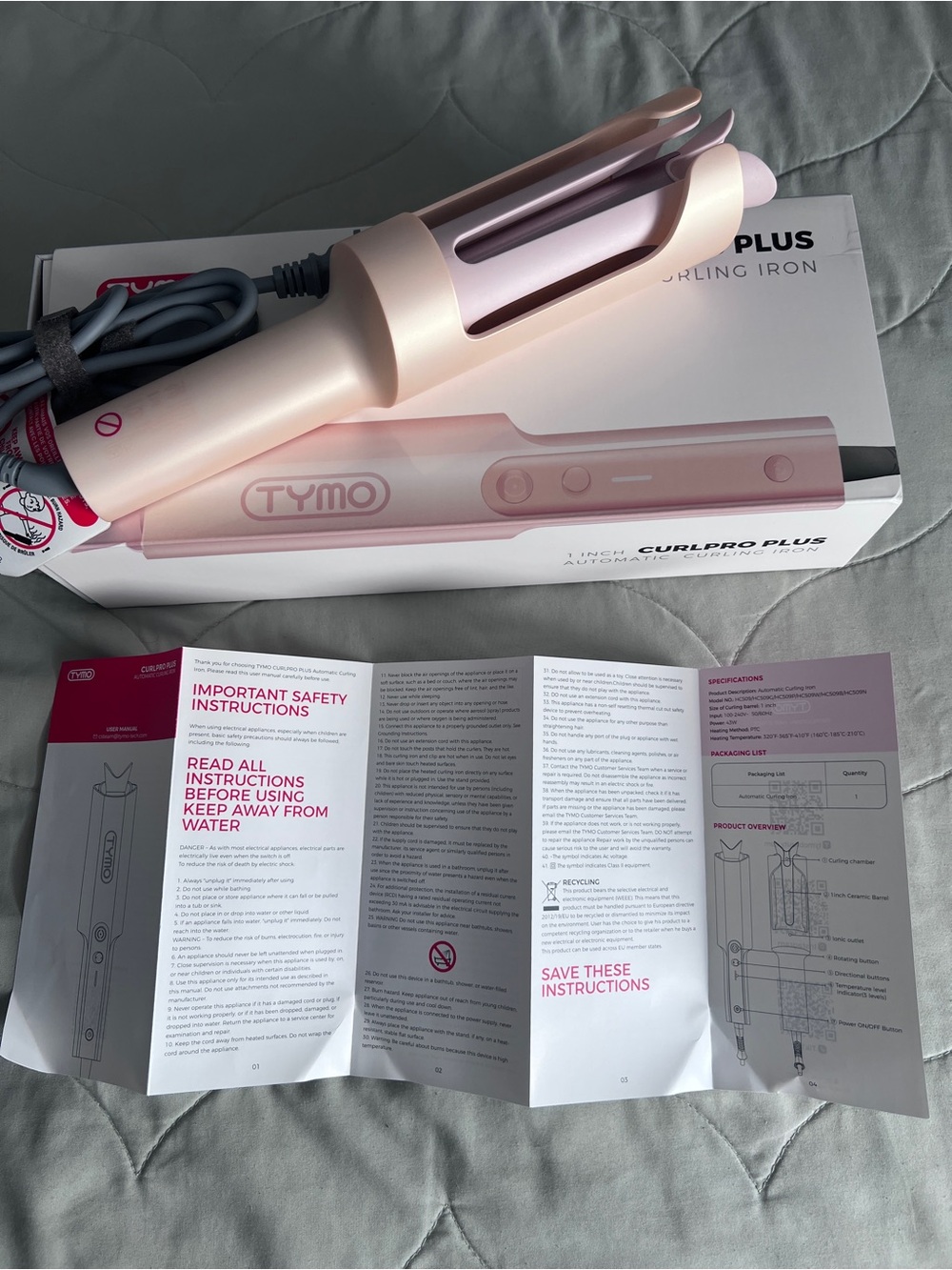 TYMO CurlPro Plus Automatic Curler in Pink